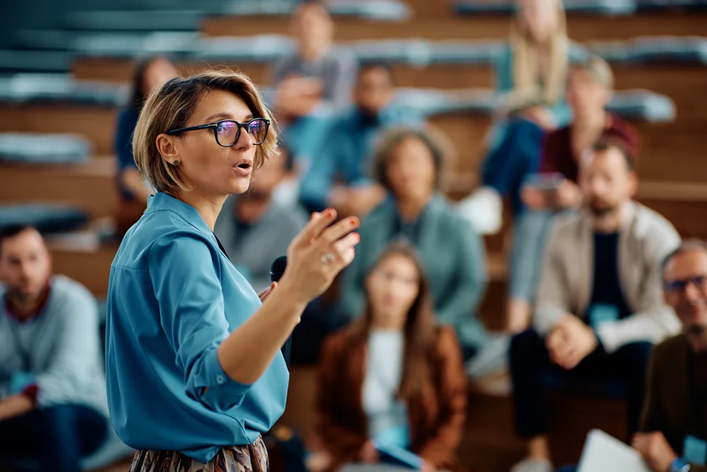 A senior leader addressing an audience